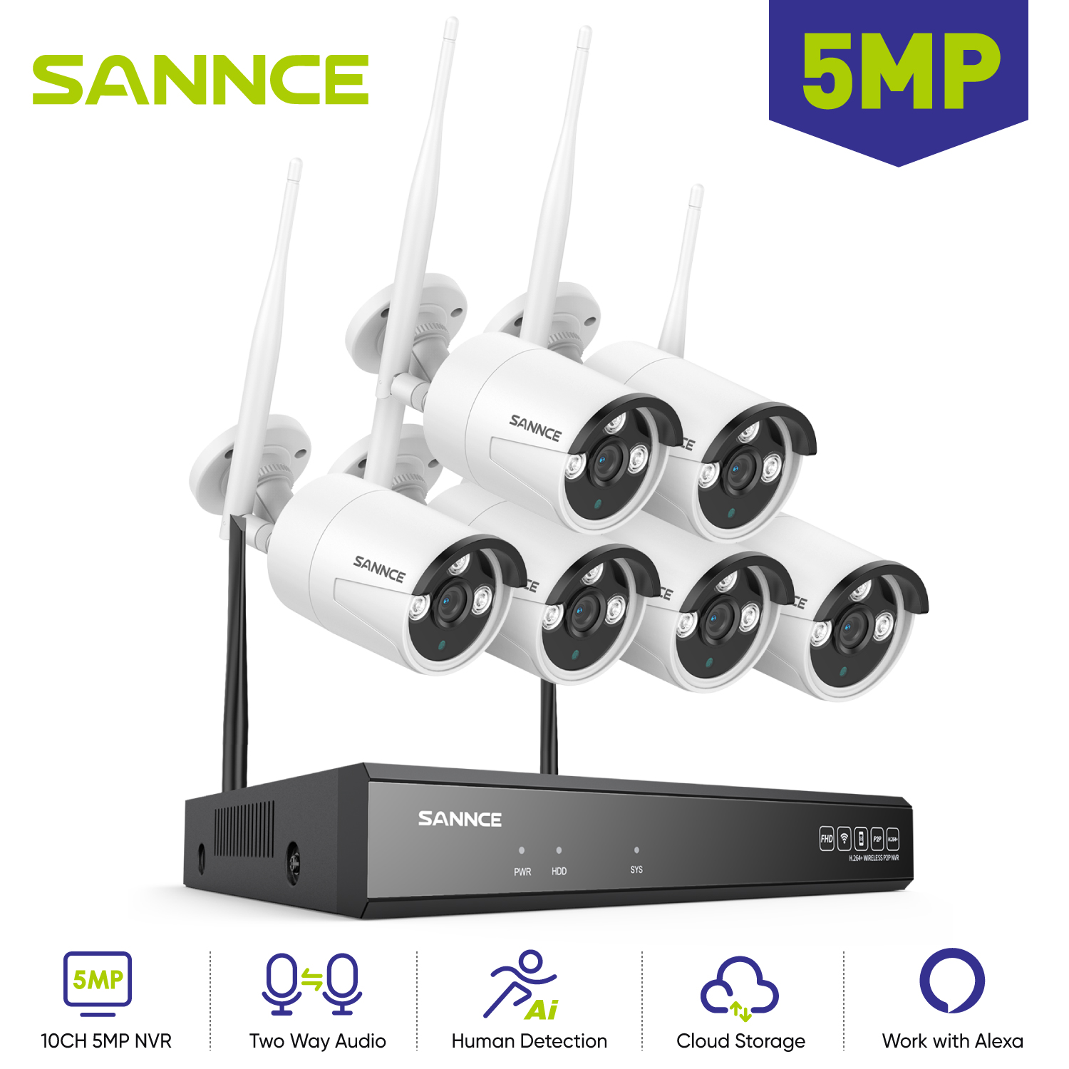 Home Security Panel - SANNNCE 와이파이 IP 카메라, 10CH NVR