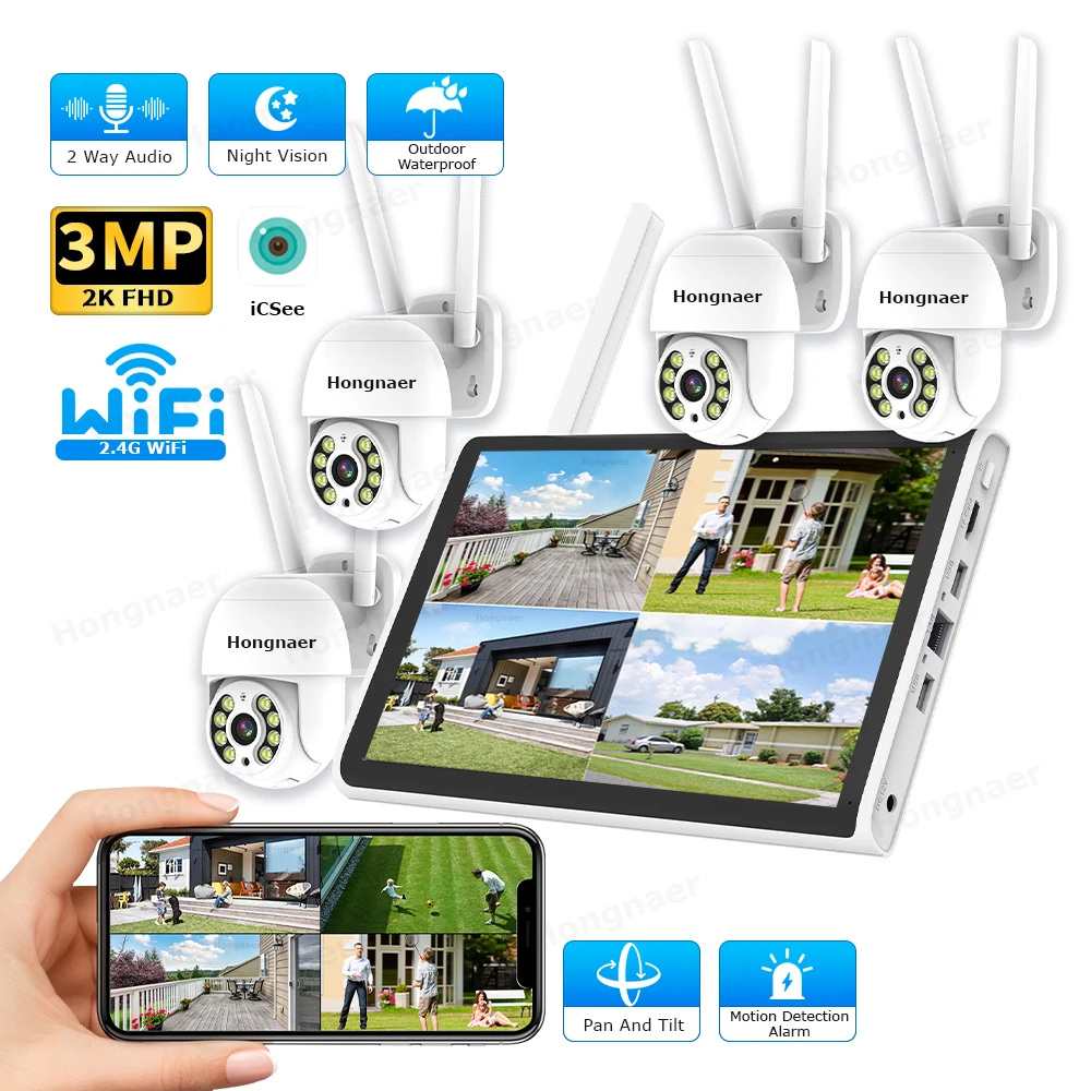 Home Security Camera - 2026 홍나르 3MP 4채널 WiFi 홈