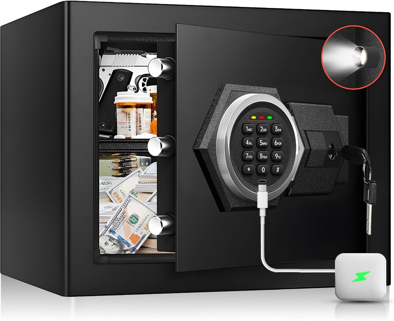 Home Security Key Box - 내화성 가정용 금고 - 스틸 디지털
