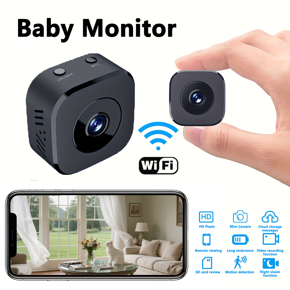 Home Security Panel - 1080P HD 미니 WiFi 카메라 실내