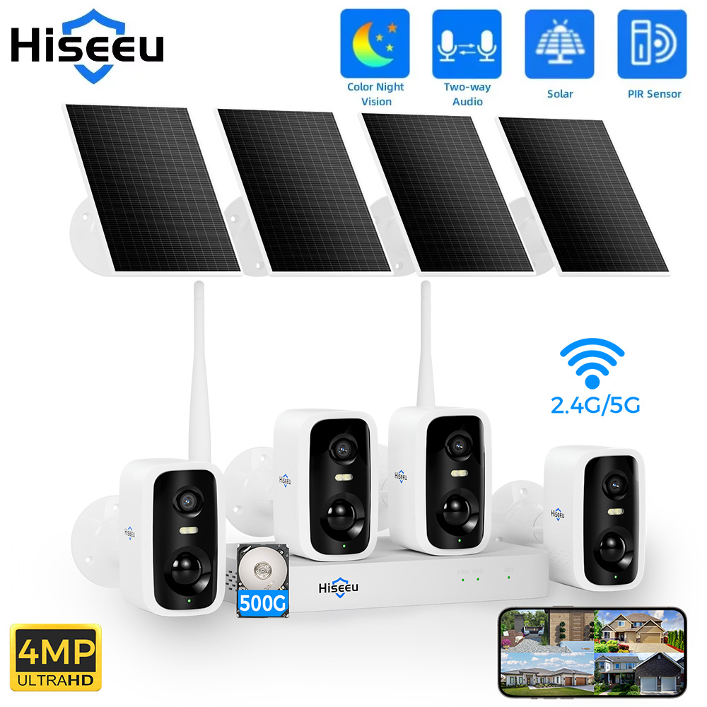 Home Security Panel - Hiseeu 10채널 NVR 4MP WiFi 태양광