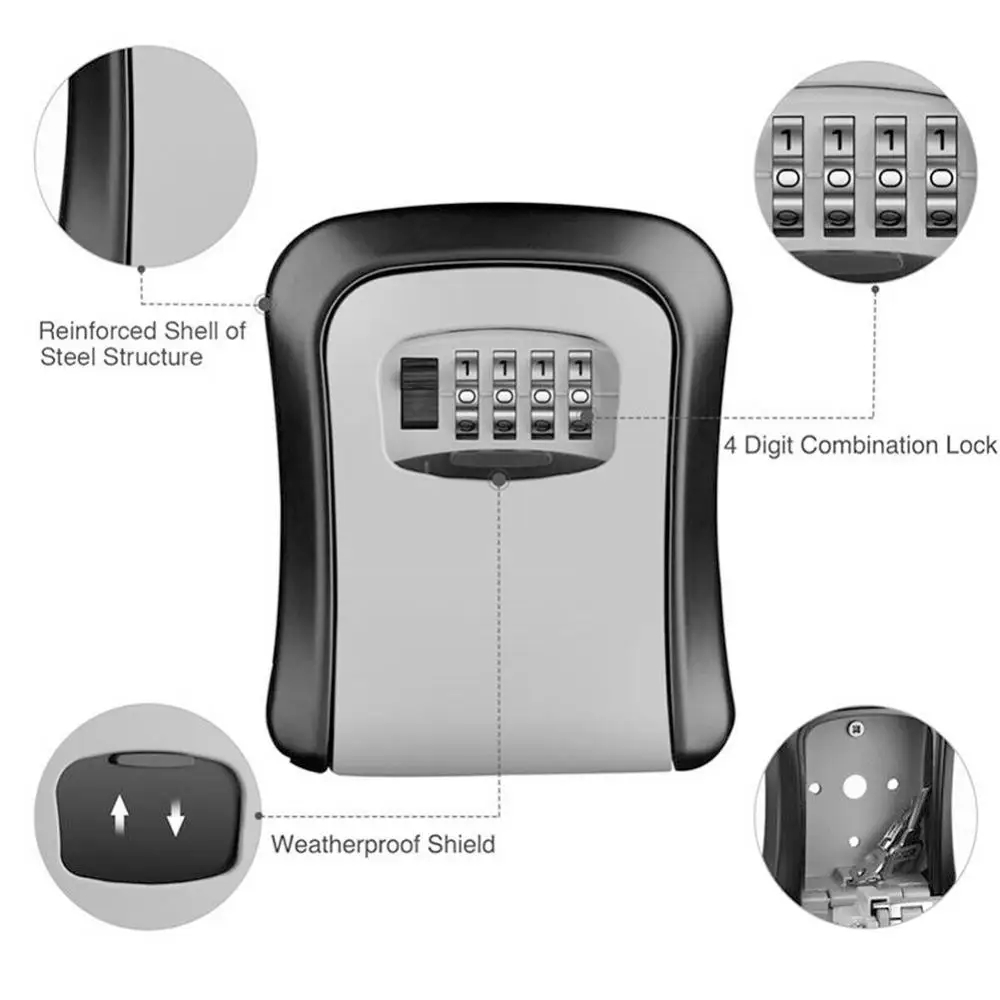 벽걸이형 키 보관함 4자리 비밀번호 코드 보안 잠금장치 - Home Security Key Box 리뷰 및 가격