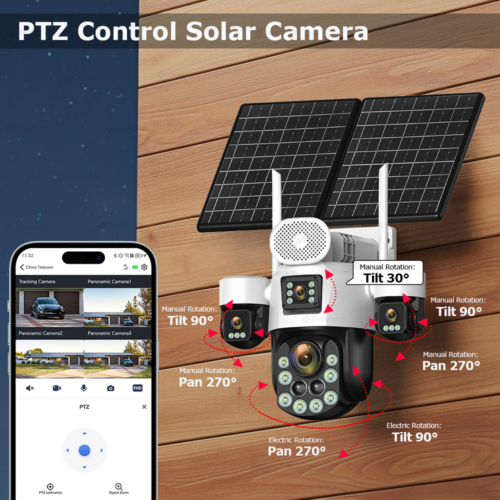 4렌즈 아웃도어 360 °   감시용 태양광 카메라 2 - Home Security Services 리뷰 및 가격