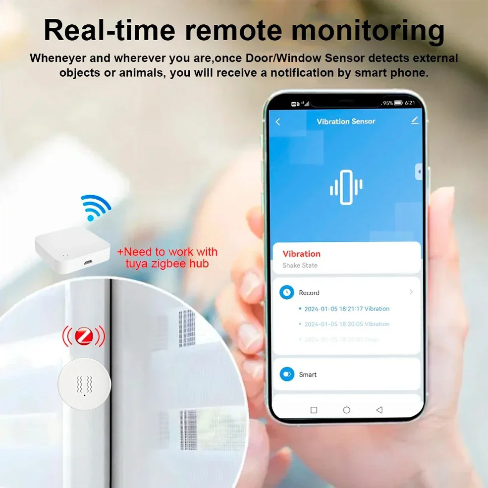 Tuya ZigBee 스마트 진동 및 기울기 센서 홈  - Home Security Systems 리뷰 및 가격