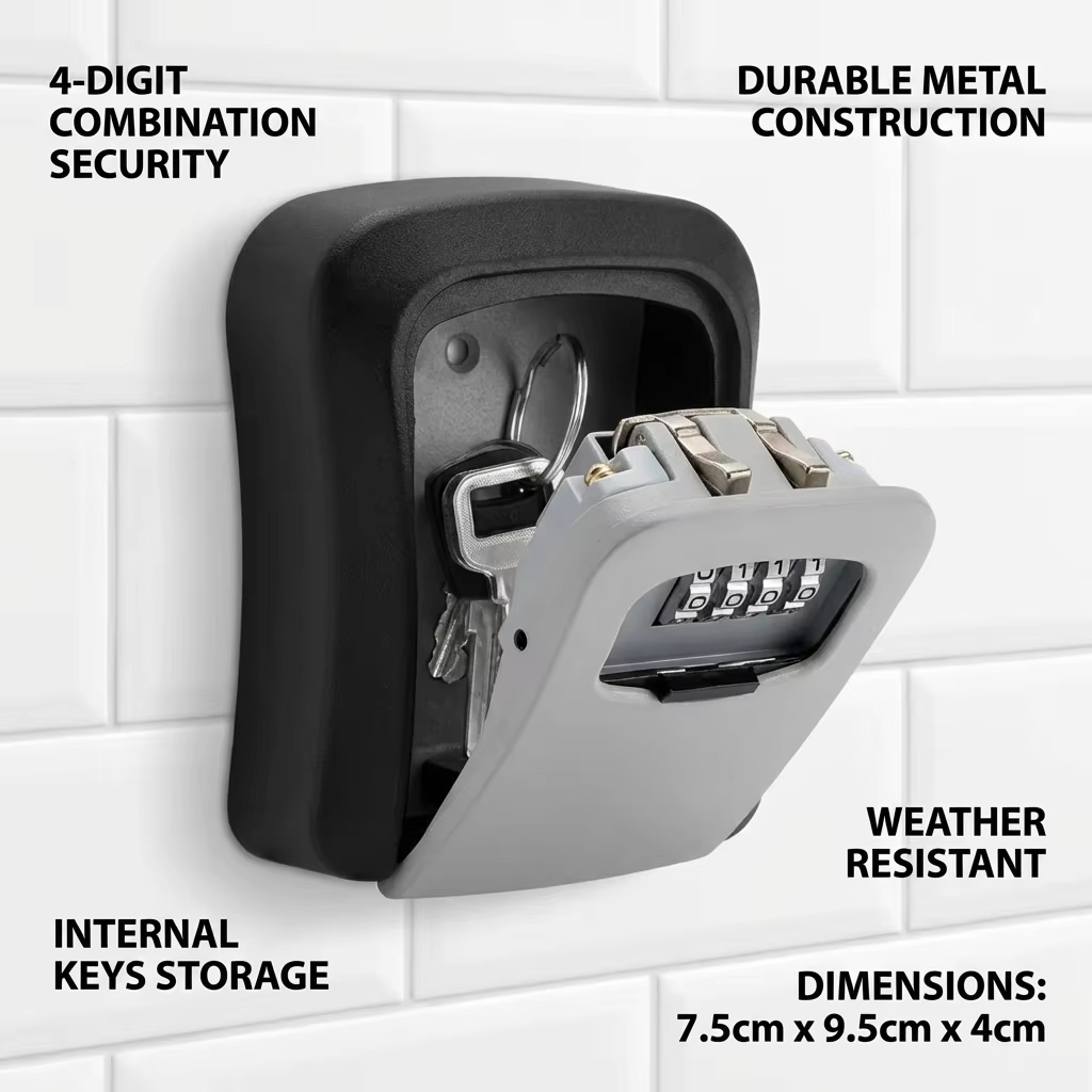 벽걸이형 키 보관함 4자리 비밀번호 코드 보안 잠금장치 - Home Security Key Box 리뷰 및 가격