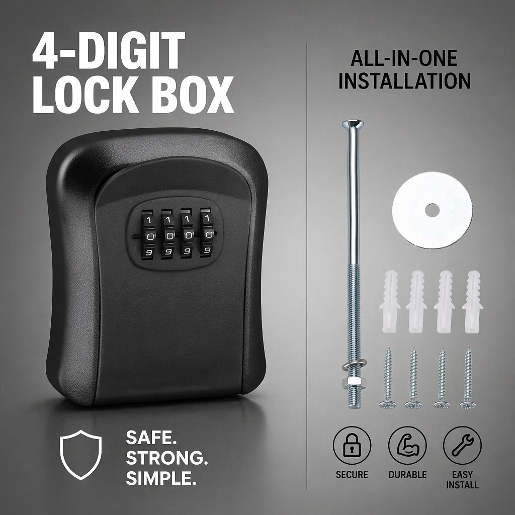 벽걸이형 방수 키 보관함 두꺼운 ABS 도난 방지 4자 - Home Security Key Box 리뷰 및 가격